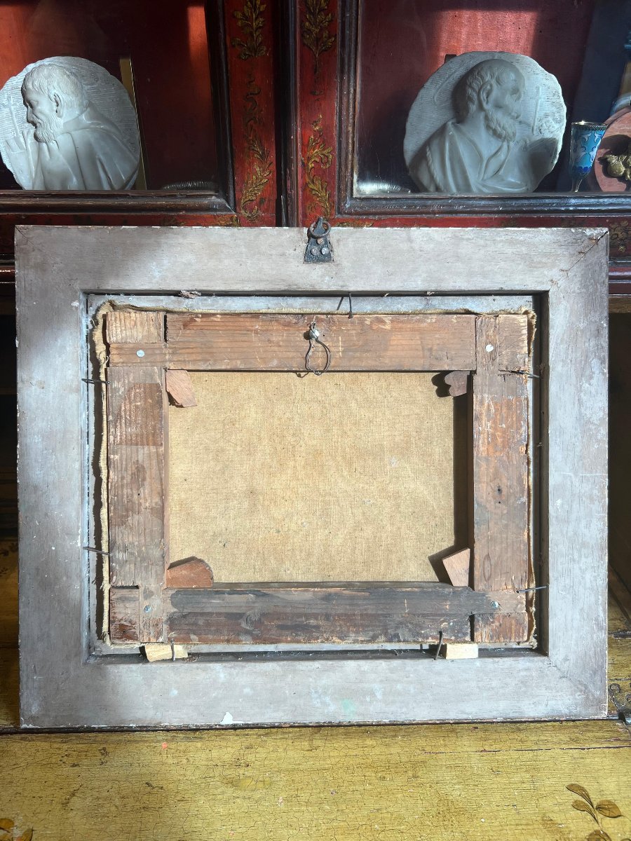 Peinture dans un cadre de goût néoclassique. Début du XIXe siècle-photo-3