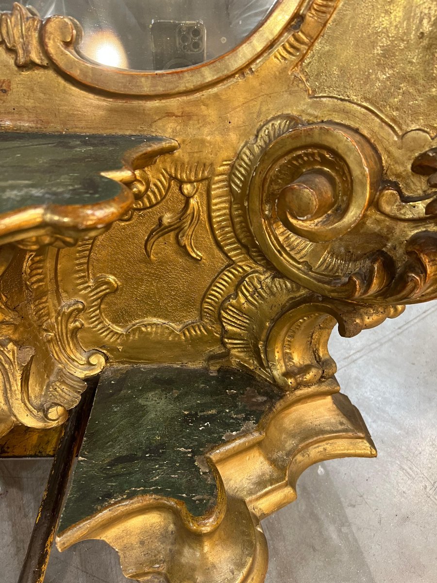 Miroir concave en bois doré de goût baroque. Venise, XVIIIe siècle-photo-2
