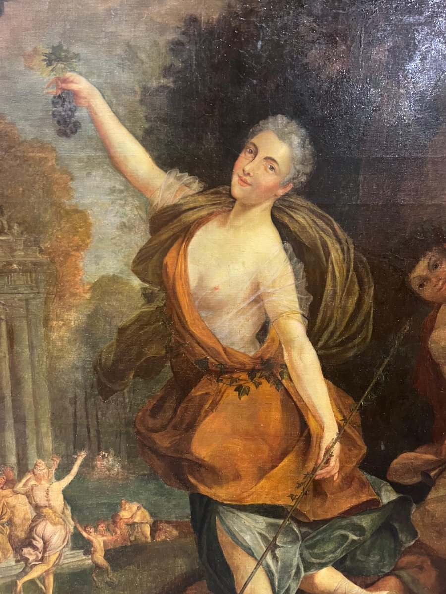 Huile sur toile représentant des bacchantes. Italie, début du XIXe siècle.-photo-2