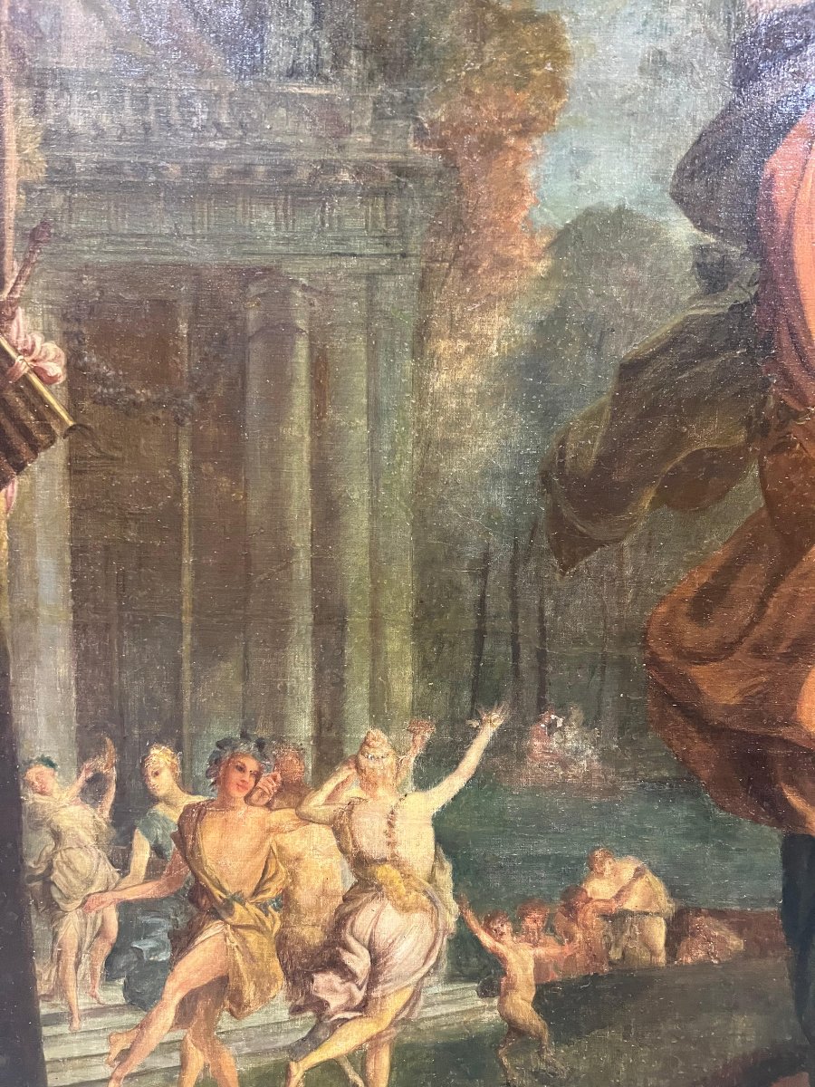 Huile sur toile représentant des bacchantes. Italie, début du XIXe siècle.-photo-3