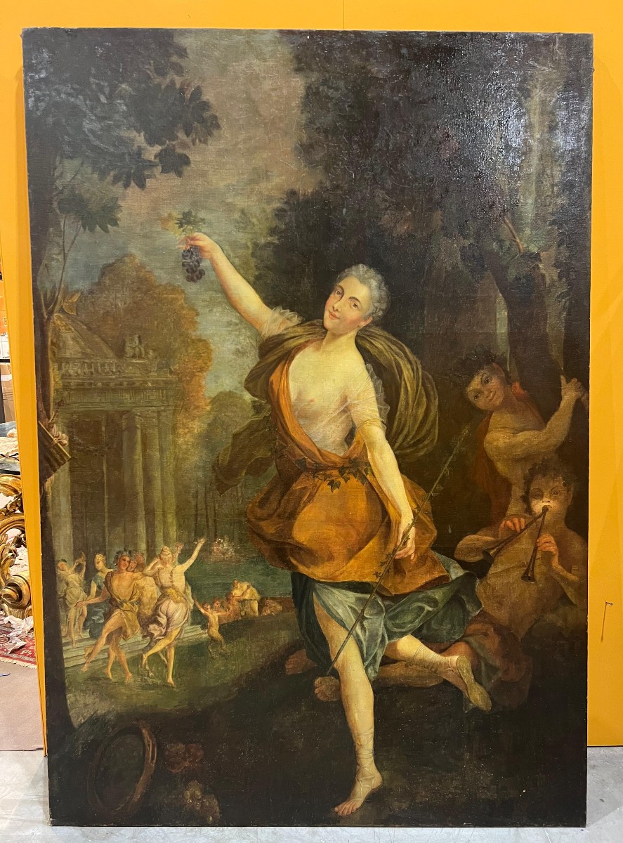 Huile sur toile représentant des bacchantes. Italie, début du XIXe siècle.
