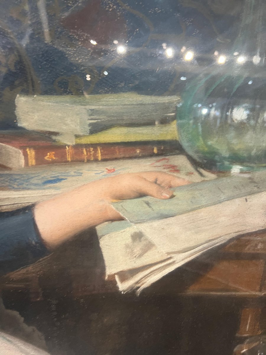 Pastel On Paper Signed Giacomo Grosso. Turin, 1890.-photo-3