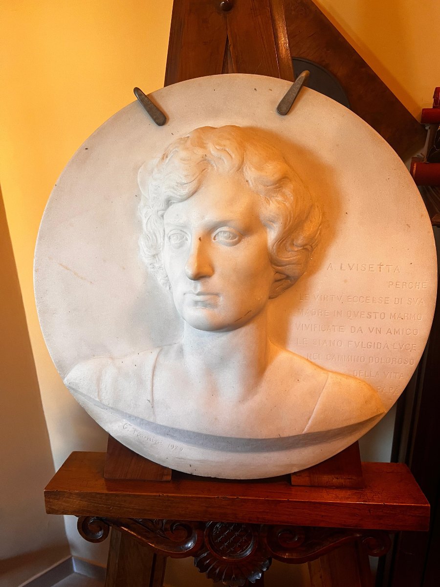 Female Portrait In Carrara Marble. Italy, 1929.-photo-2