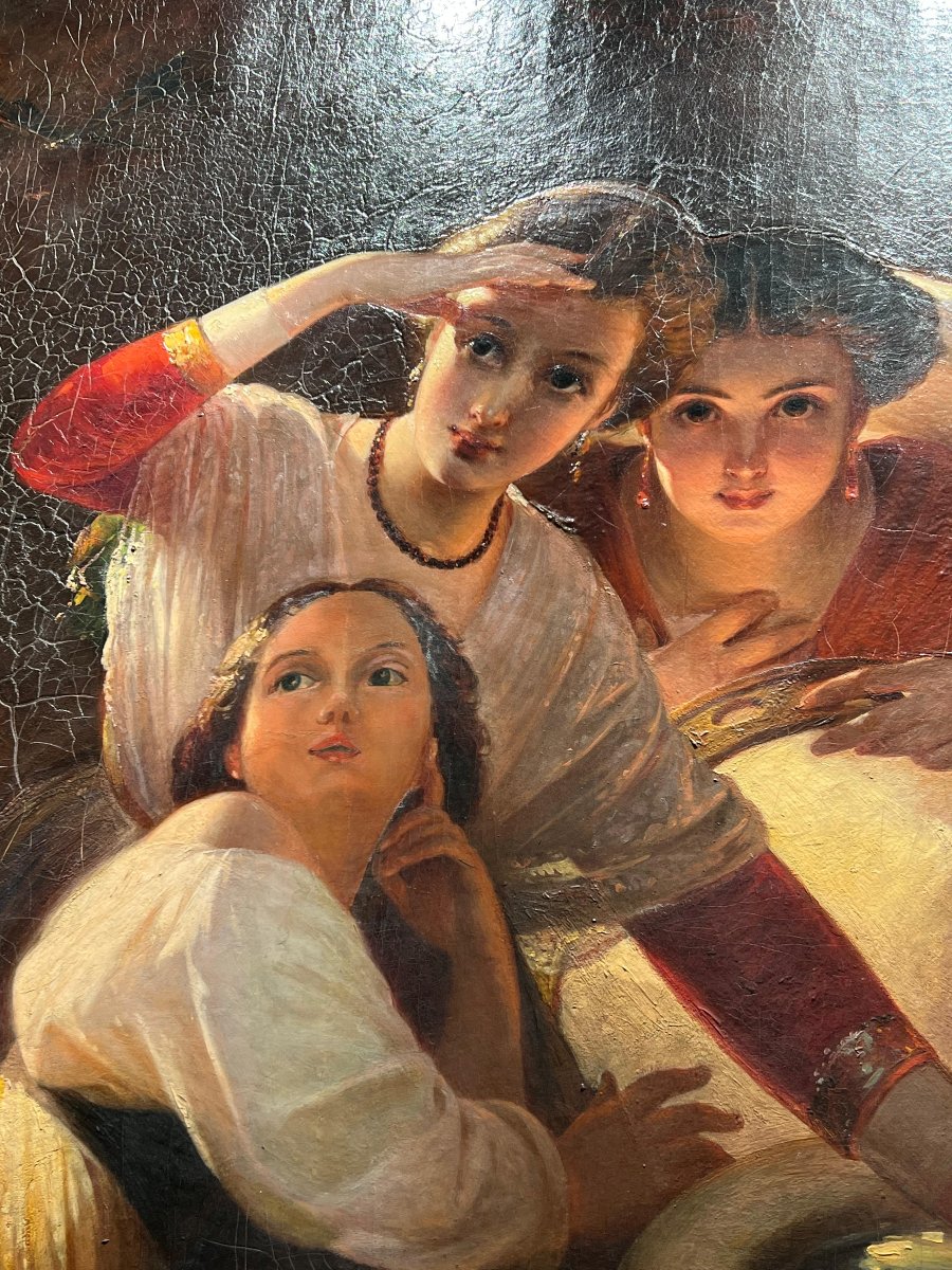 L. Pollak – Girls At The Fountain In Roman Costume. Oil On Canvas, Rome, Circa 1890.-photo-4