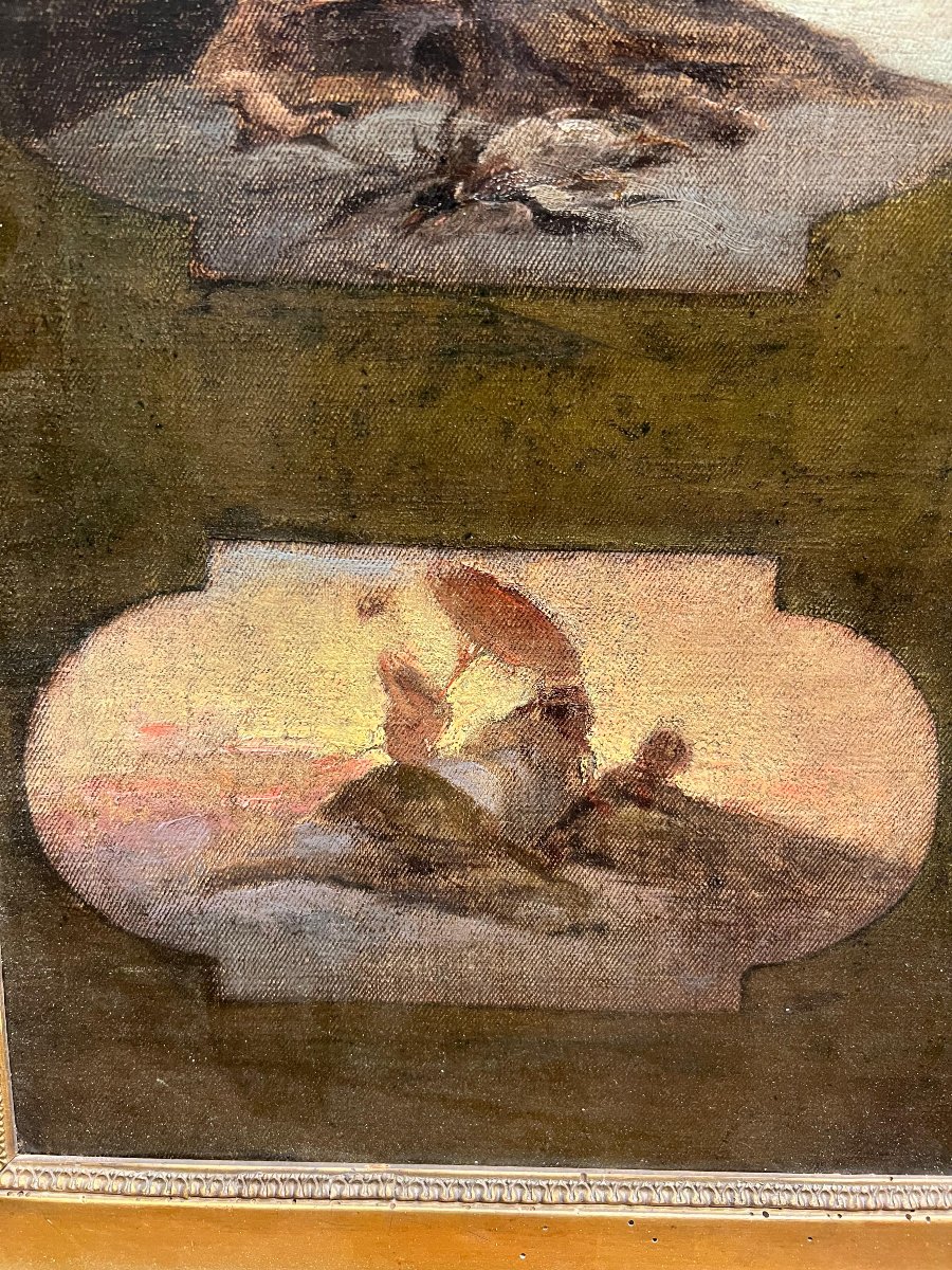 Esquisse "Les Quatre Saisons", huile sur toile. XVIIIe siècle.-photo-3