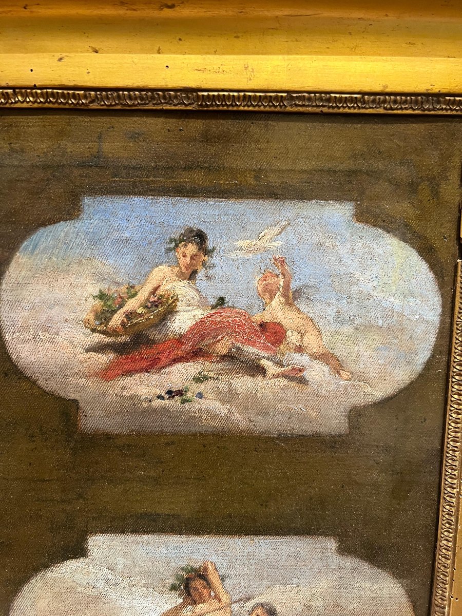 Esquisse "Les Quatre Saisons", huile sur toile. XVIIIe siècle.-photo-4