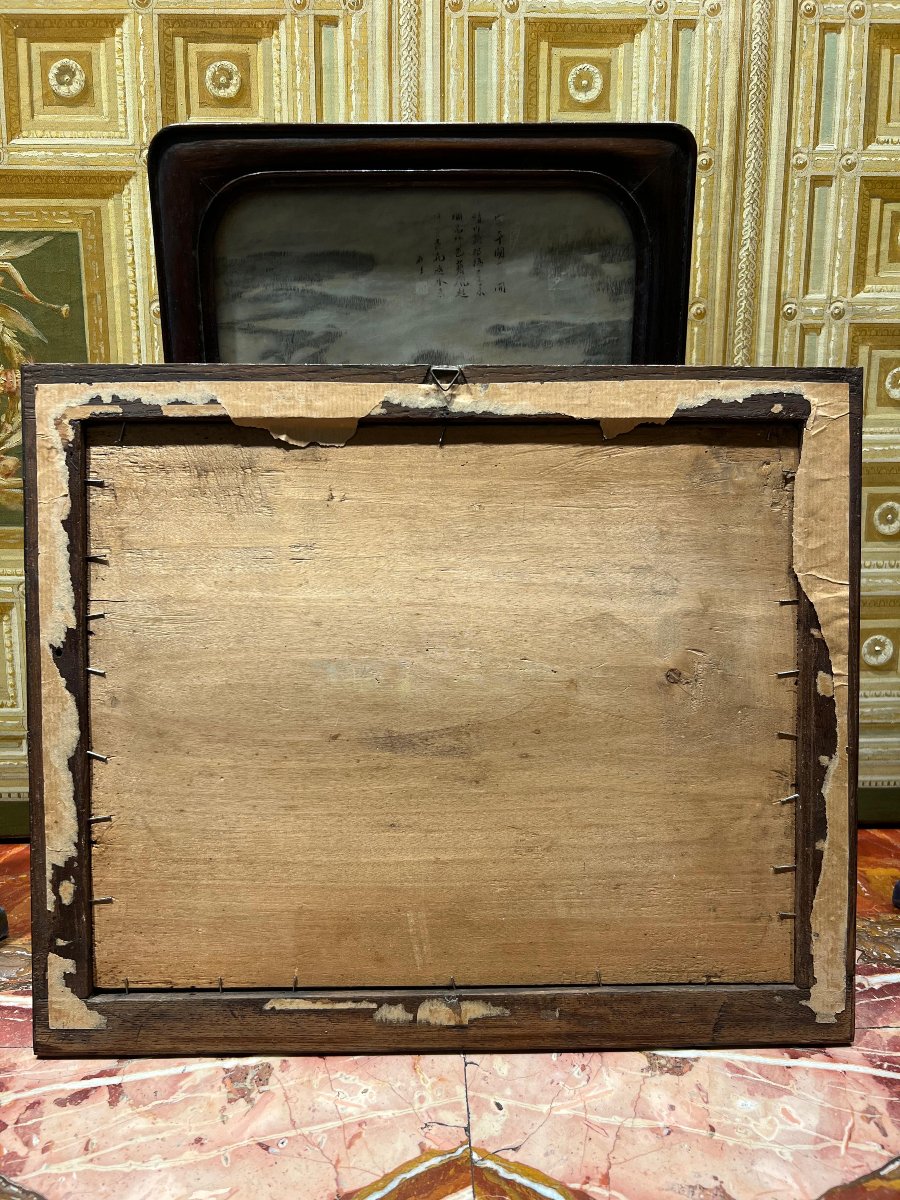 Broderie sacrée sur soie avec cadre d’époque. Italie, XVIIIe siècle.-photo-2