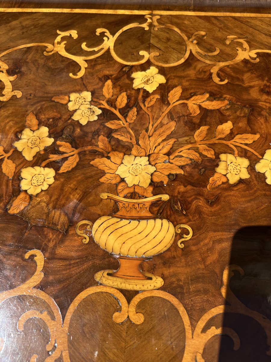 Chest Of Drawers In Veneered And Inlaid Wood. Piedmont, Louis XIV Period.-photo-3