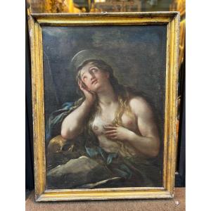 Oil On Canvas Painting "magdalene." Bolognese School, Mid-17th Century