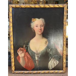 Portrait de dame anglaise. Huile sur toile. Début du XVIIIe siècle