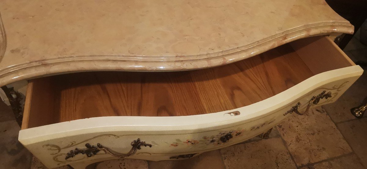 Commode Peinte à Fleurs Italie Style Louis XV -photo-1