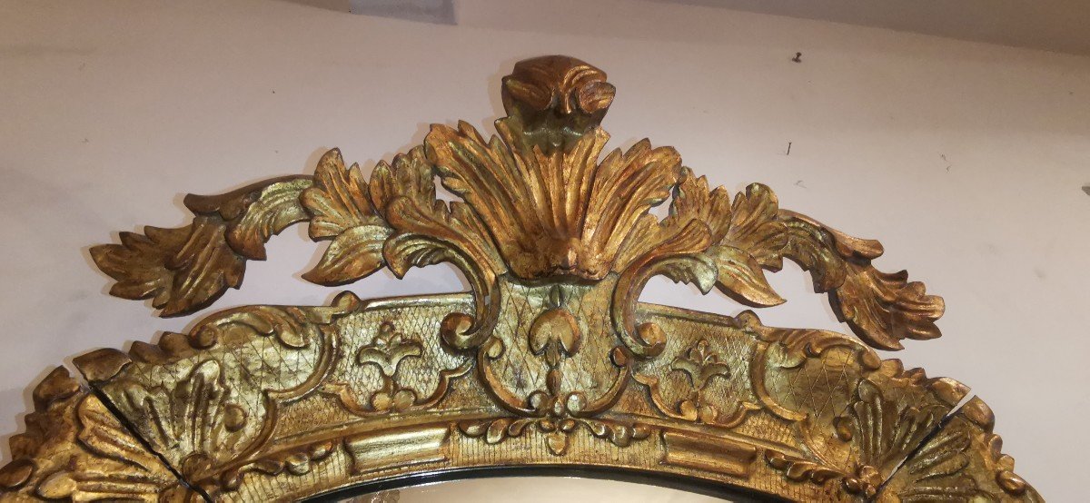 Mirror In Golden Wood Rocaille Louis XV-photo-2