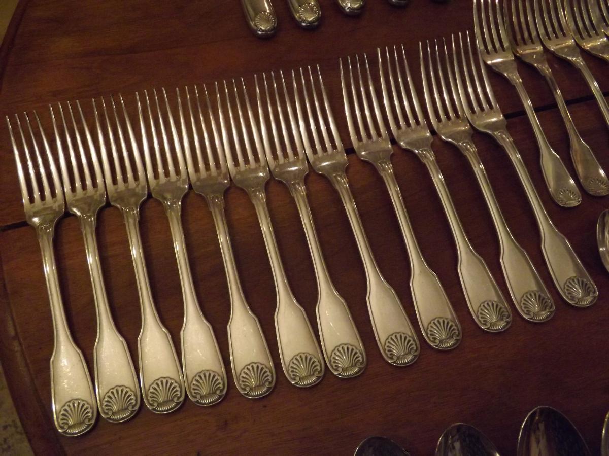 Silver Plated Flatware Christofle P 101 Complete Vendome Coquille-photo-2