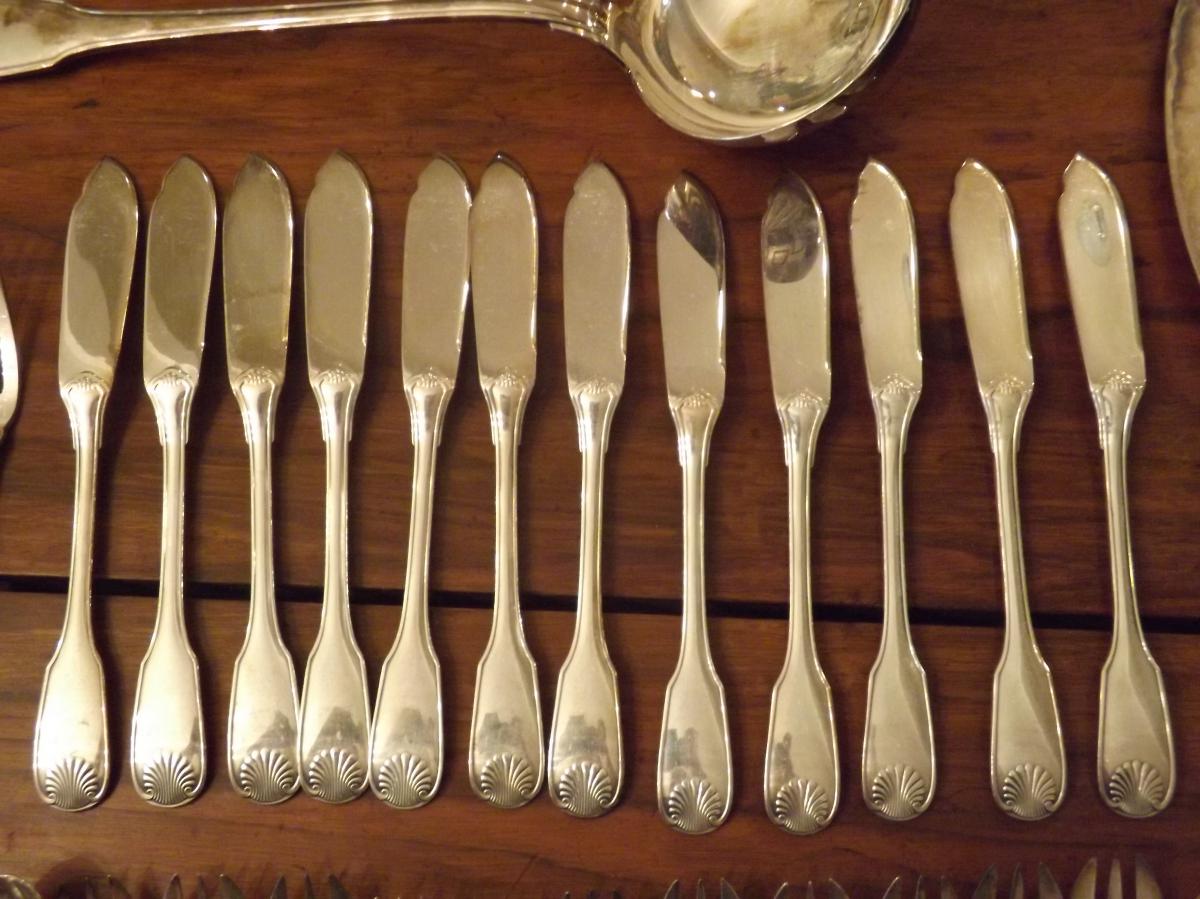 Silver Plated Flatware Christofle P 101 Complete Vendome Coquille-photo-3