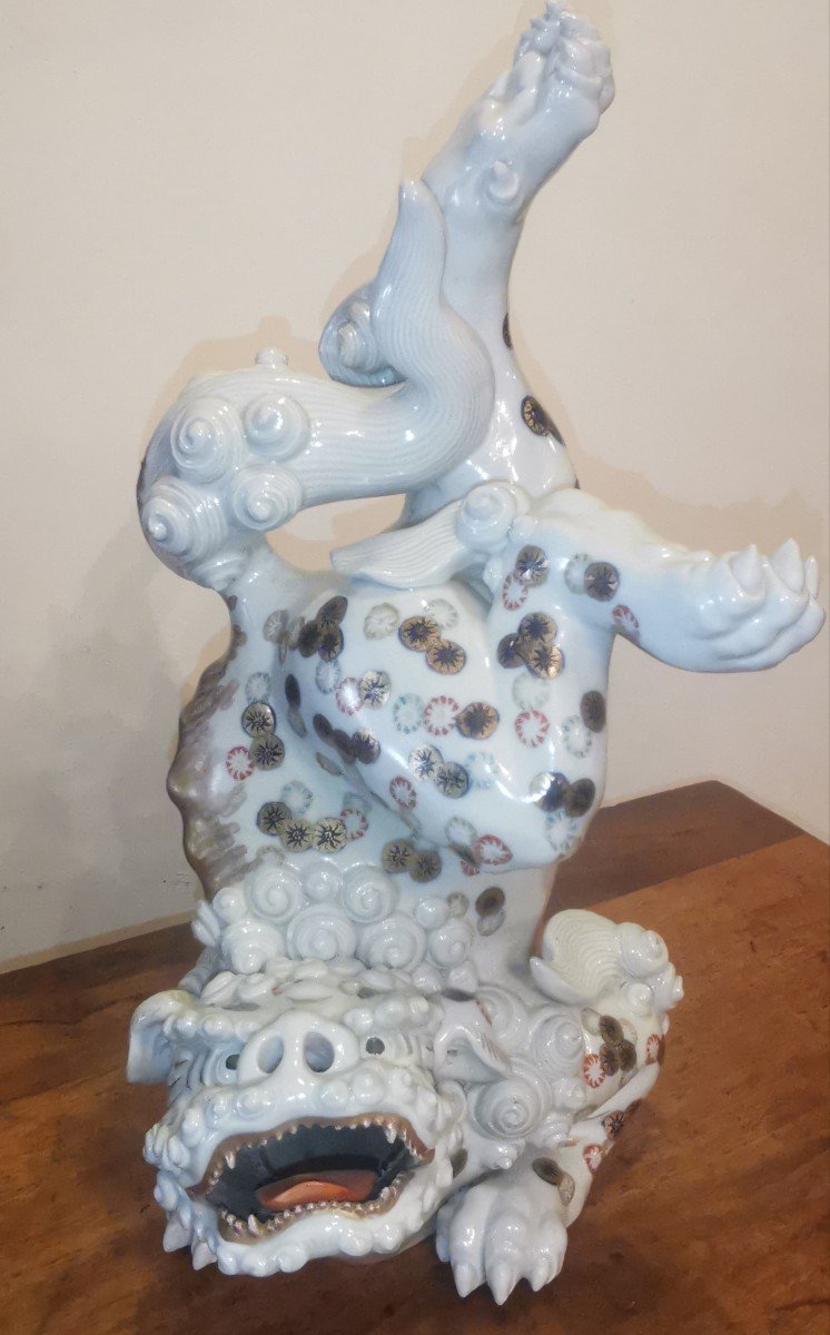 Sculpture  grand Dragon Porcelaine Satsuma Japon XIX 