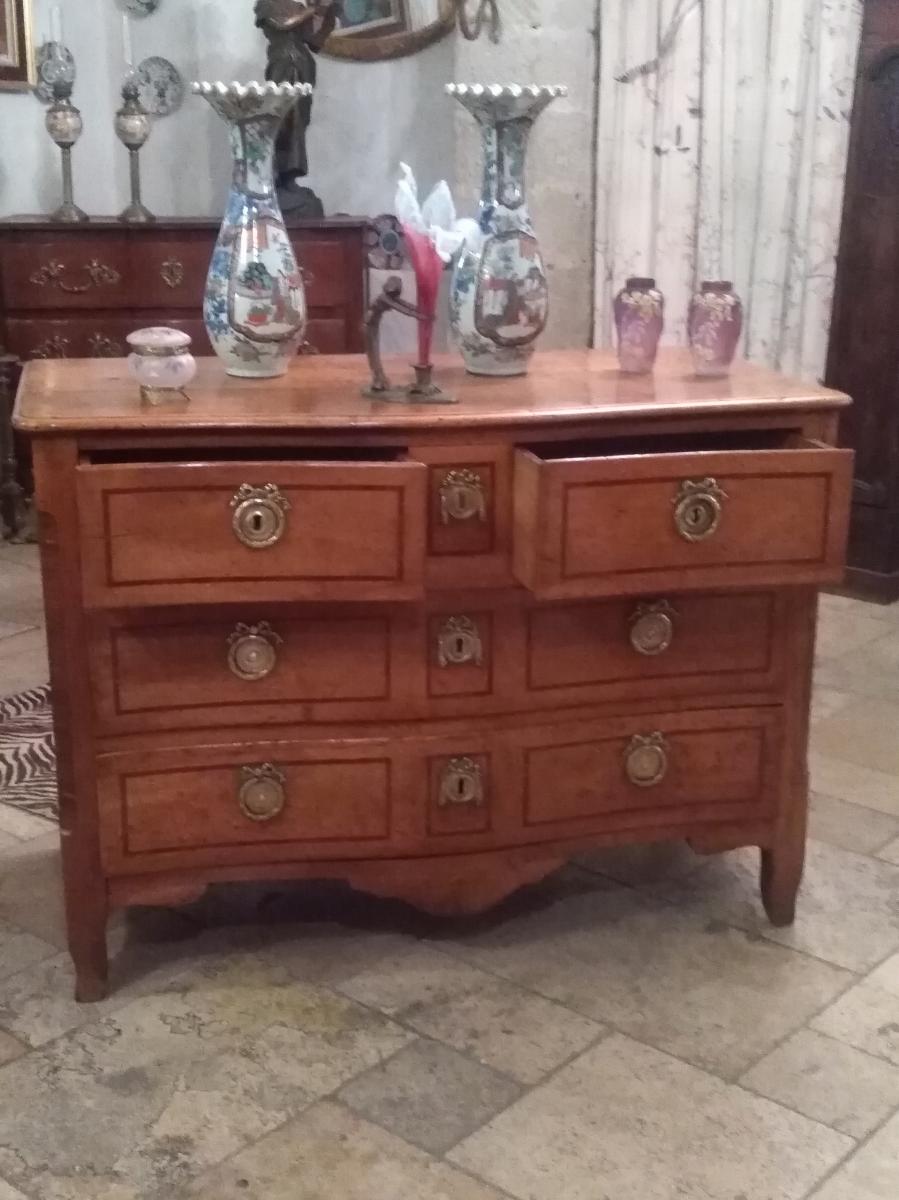 Commode Noyer Blond XVIII transition Louis XV-photo-2