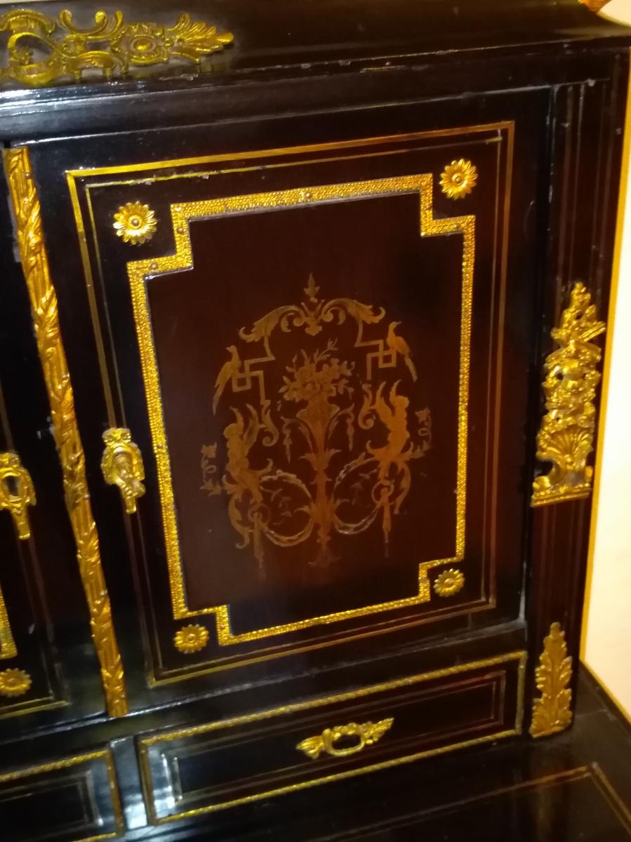 Secretary, Happiness Of The Day, Writing, Marquetry Napoleon III-photo-3