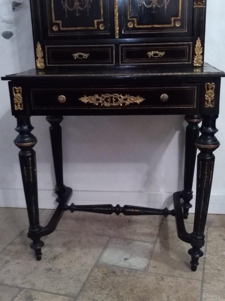 Secretary, Happiness Of The Day, Writing, Marquetry Napoleon III-photo-1