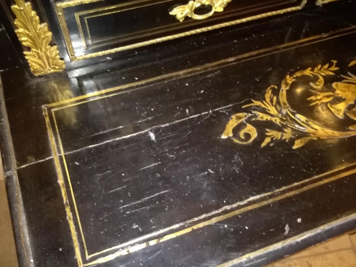 Secretary, Happiness Of The Day, Writing, Marquetry Napoleon III-photo-2