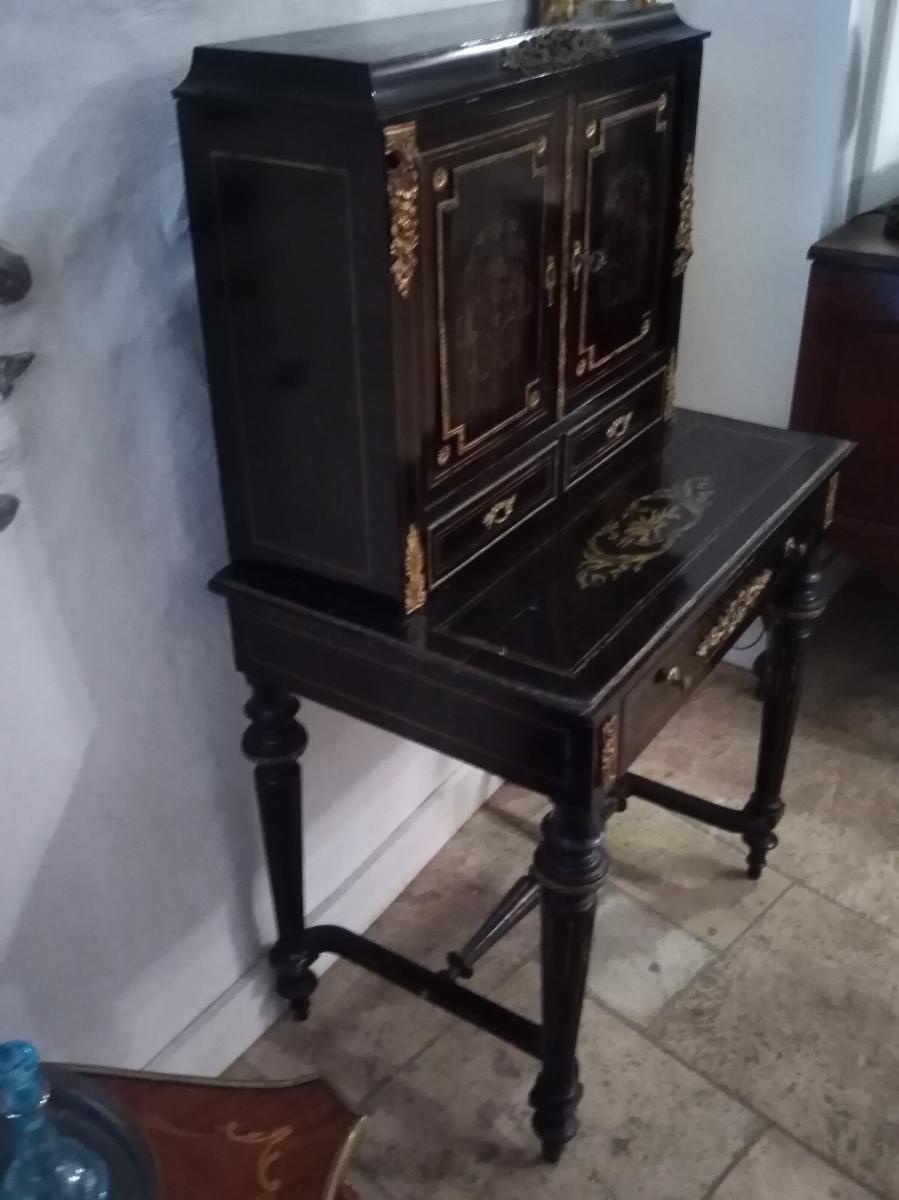 Secretary, Happiness Of The Day, Writing, Marquetry Napoleon III-photo-4