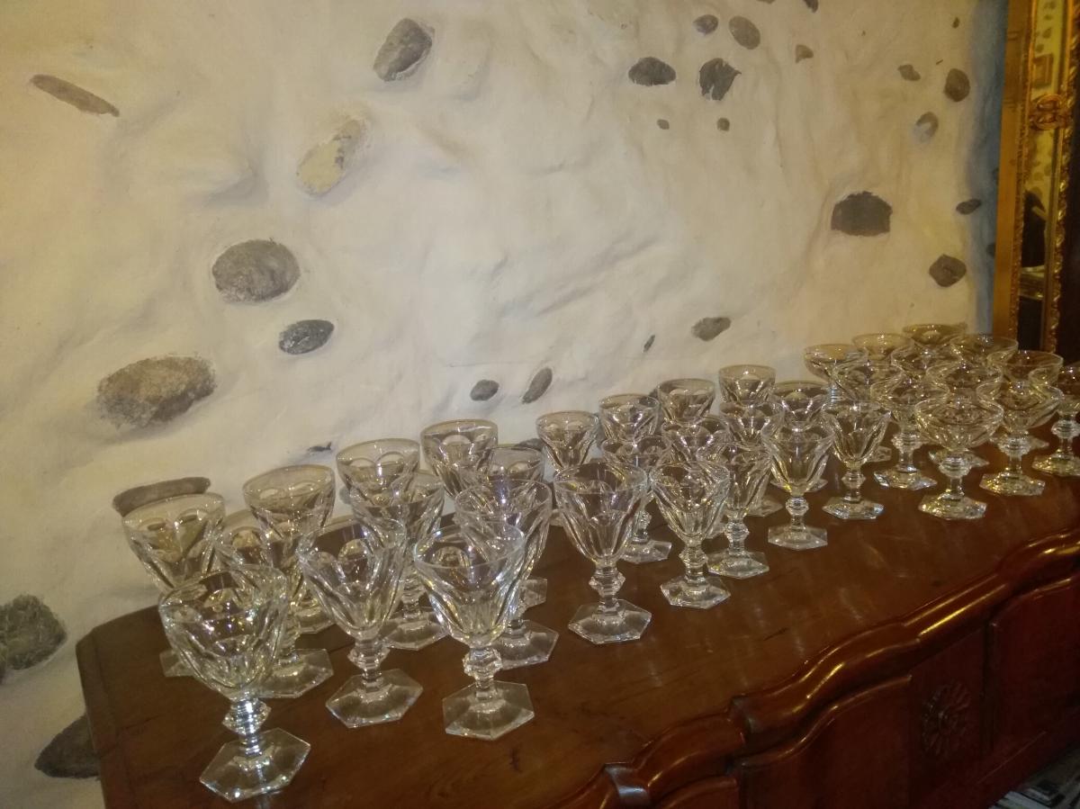 Service Harcourt Baccarat 36 Glasses Water Wine Champagne Cups-photo-3