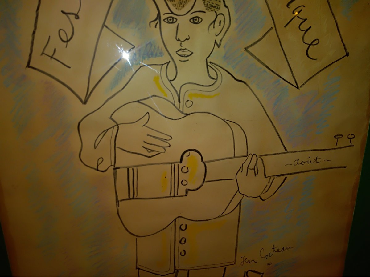 Affiche Festival Musique Menton Dédicacée Par Jean Cocteau-photo-2