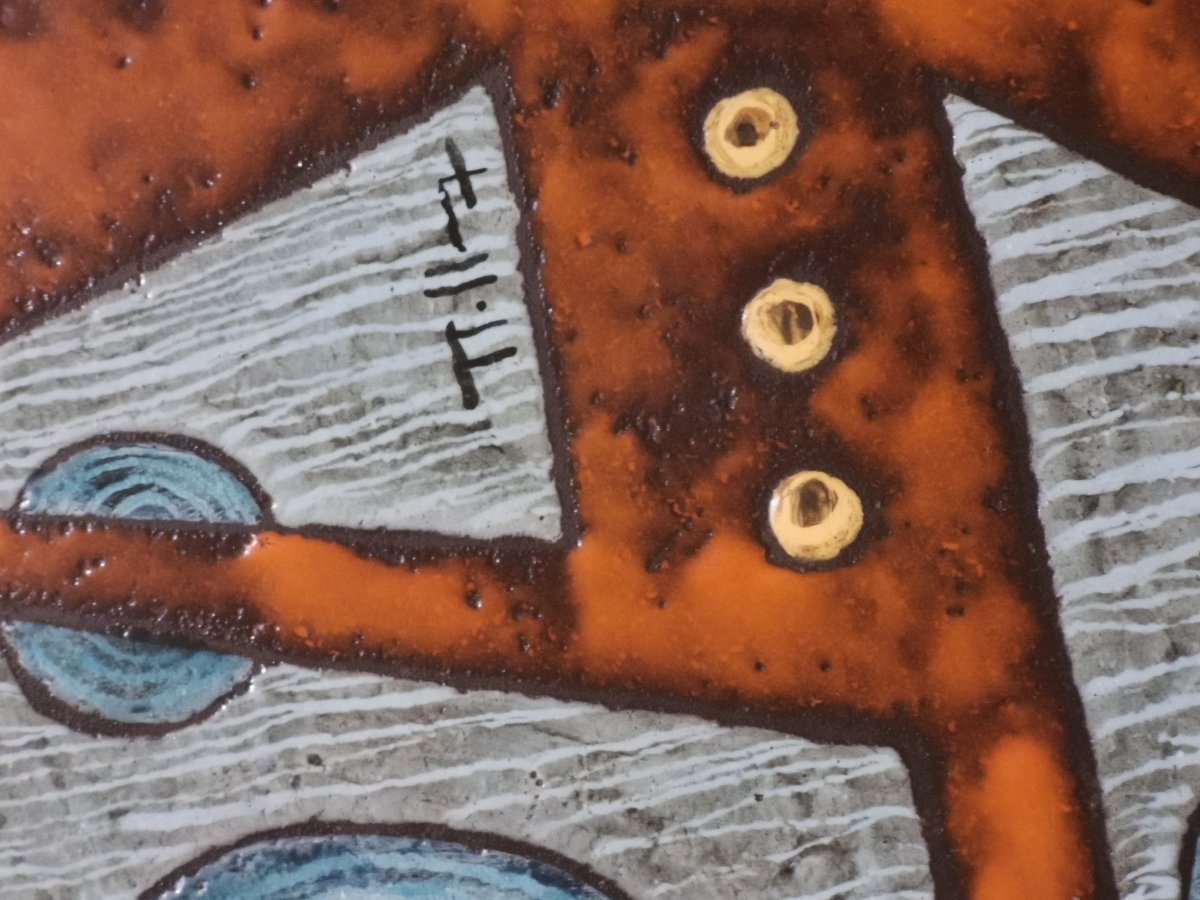 Jean Juffeux Enameled Modernist Pierre De Lava Coffee Table-photo-3