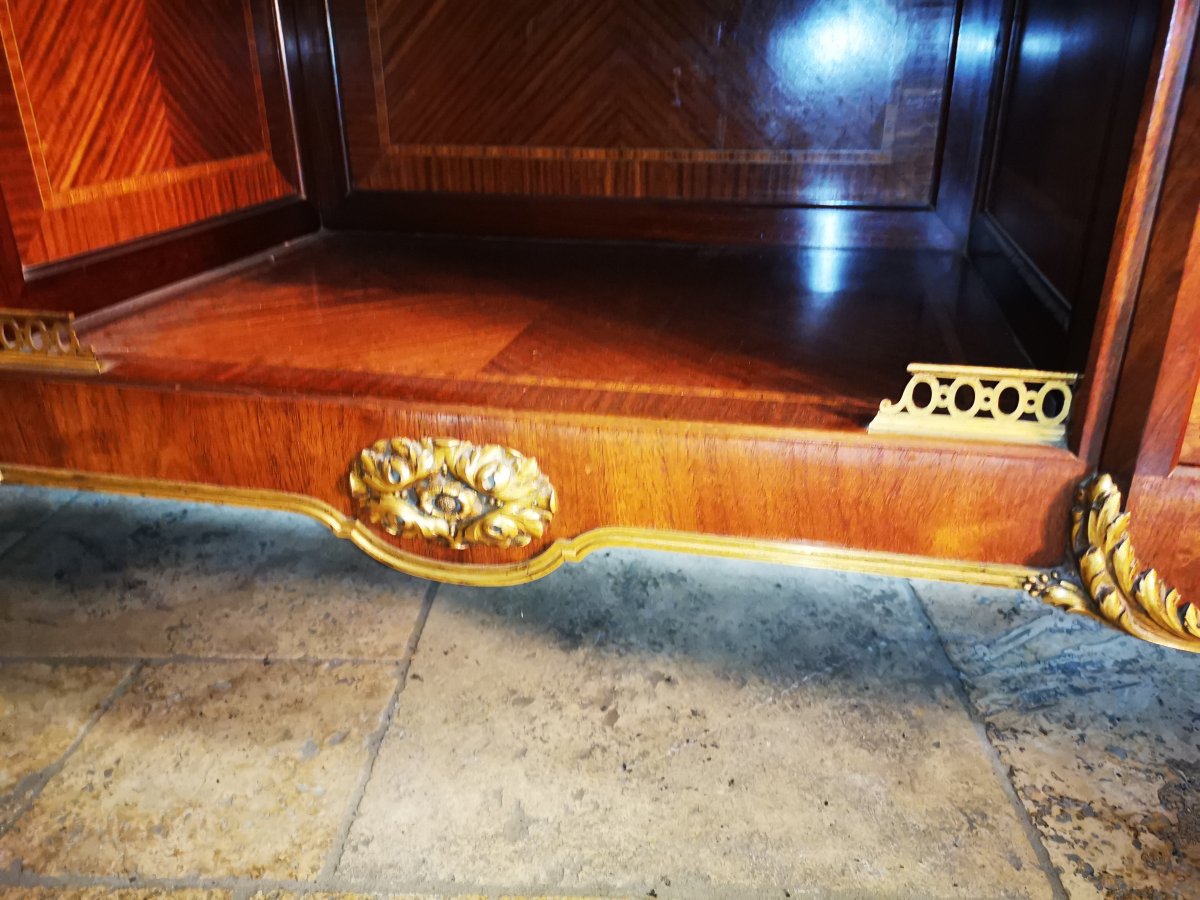 Vitrine Argentier Marqueterie bronze style Louis XVI -photo-1
