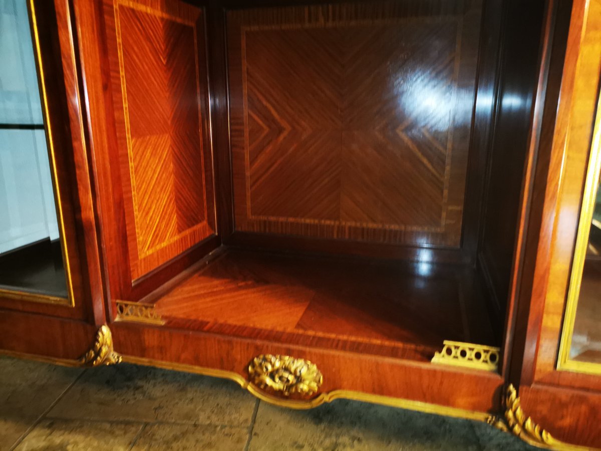 Vitrine Argentier Marqueterie bronze style Louis XVI -photo-4
