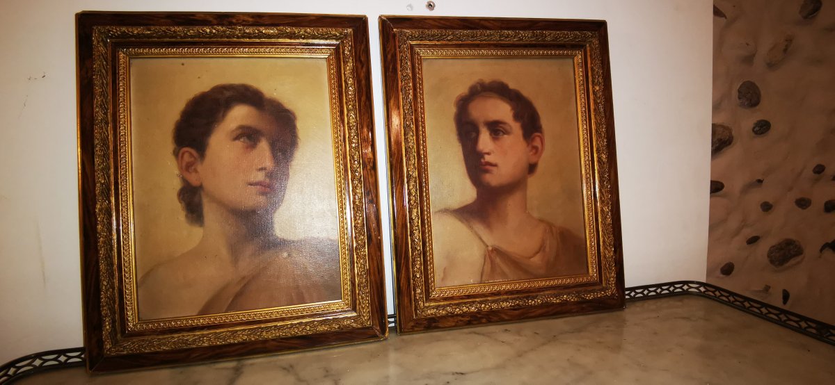 Paire De Portrait Ephebe 1900