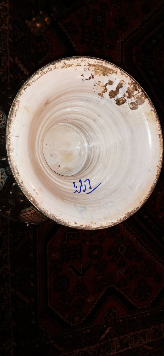 Large Orientalist Potiche Vase Morocco Ceramic Silver-photo-2