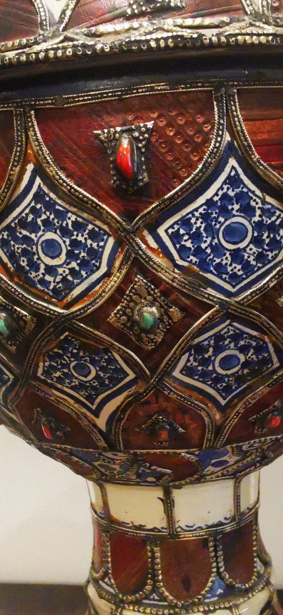 Paire De Grands Vase Ethnique Pot Couvert Maroc-photo-3