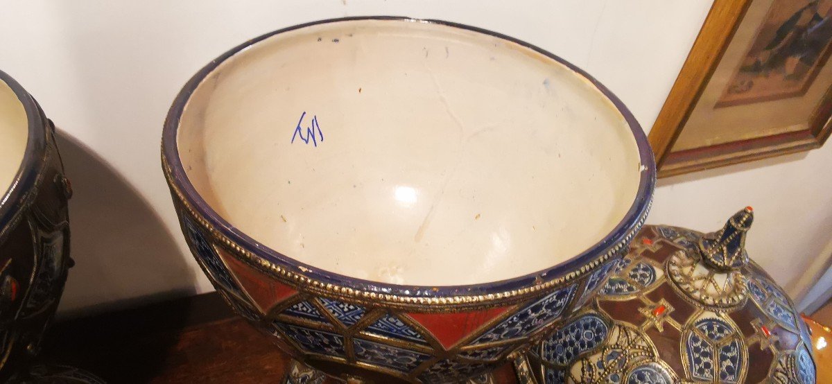 Paire De Grands Vase Ethnique Pot Couvert Maroc-photo-6