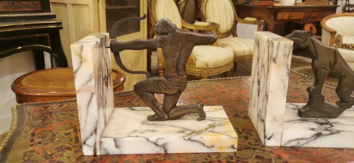 Pair Of Greenhouse Book Art Deco Bronze Signed Molens And Binmoran-photo-1