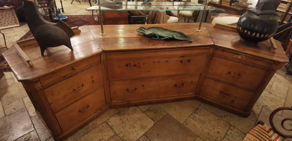 Large Bank Of Commerce, Pine Grocer's Counter, Meuble De Métier-photo-3