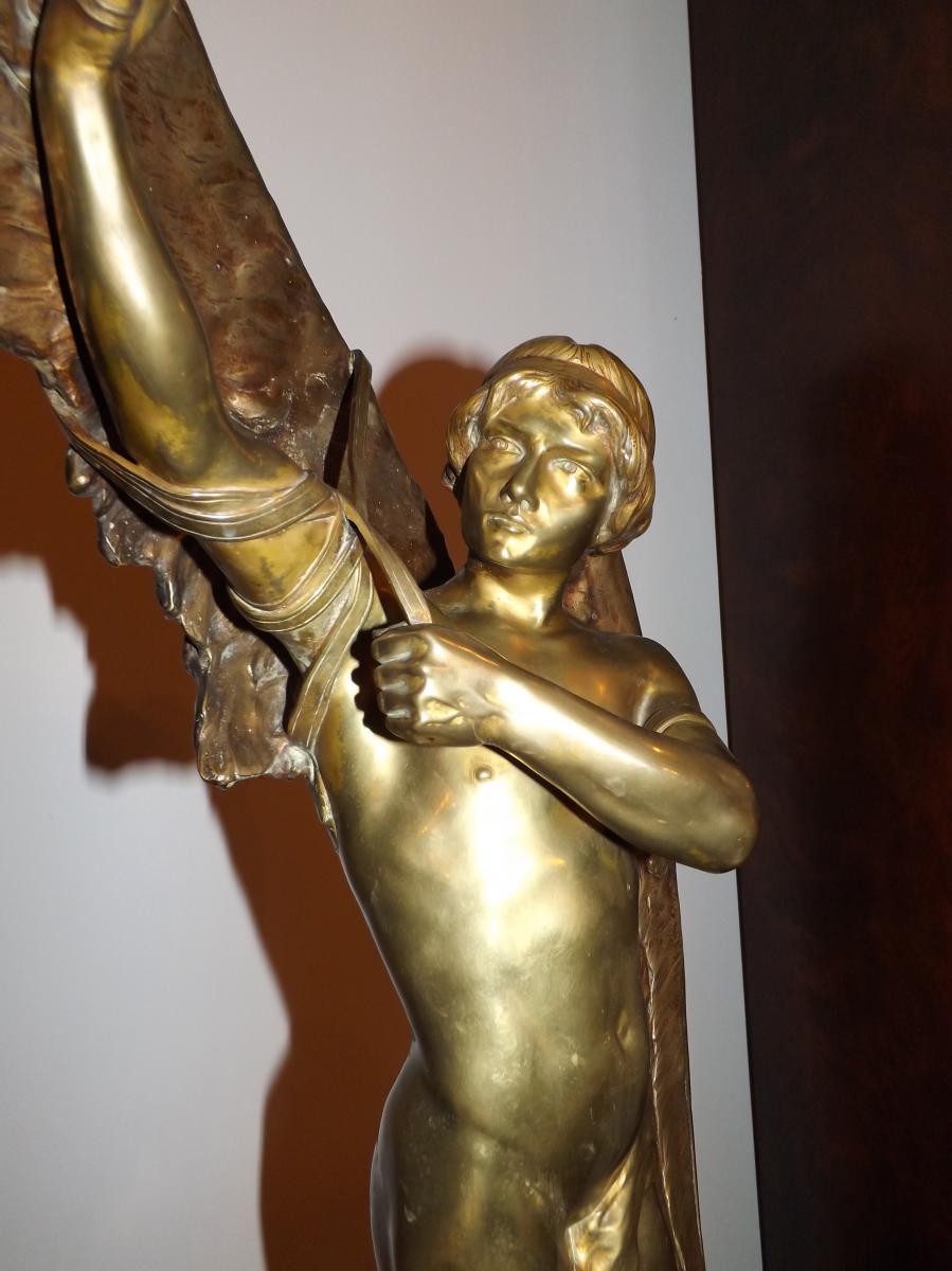 Grand Bronze Représentant Icare Signé B Clementi XIX-photo-3