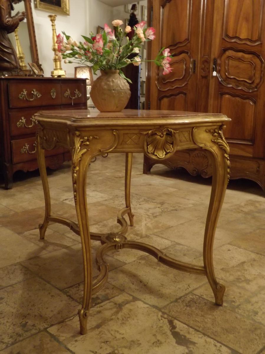 Table De Milieu En Bois Doré De Style Louis XV époque XIX-photo-3