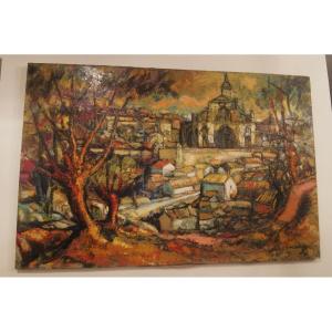 Large Contemporary Landscape Painting Louis Amalvy Drôme XVIII