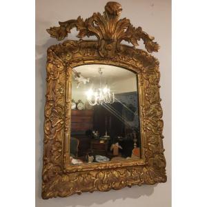 Miroir En Bois Doré Rocaille Louis XV 