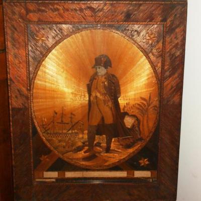 Painting Marquetry Of Straw Napoleon Bonaparte Signed Richiome
