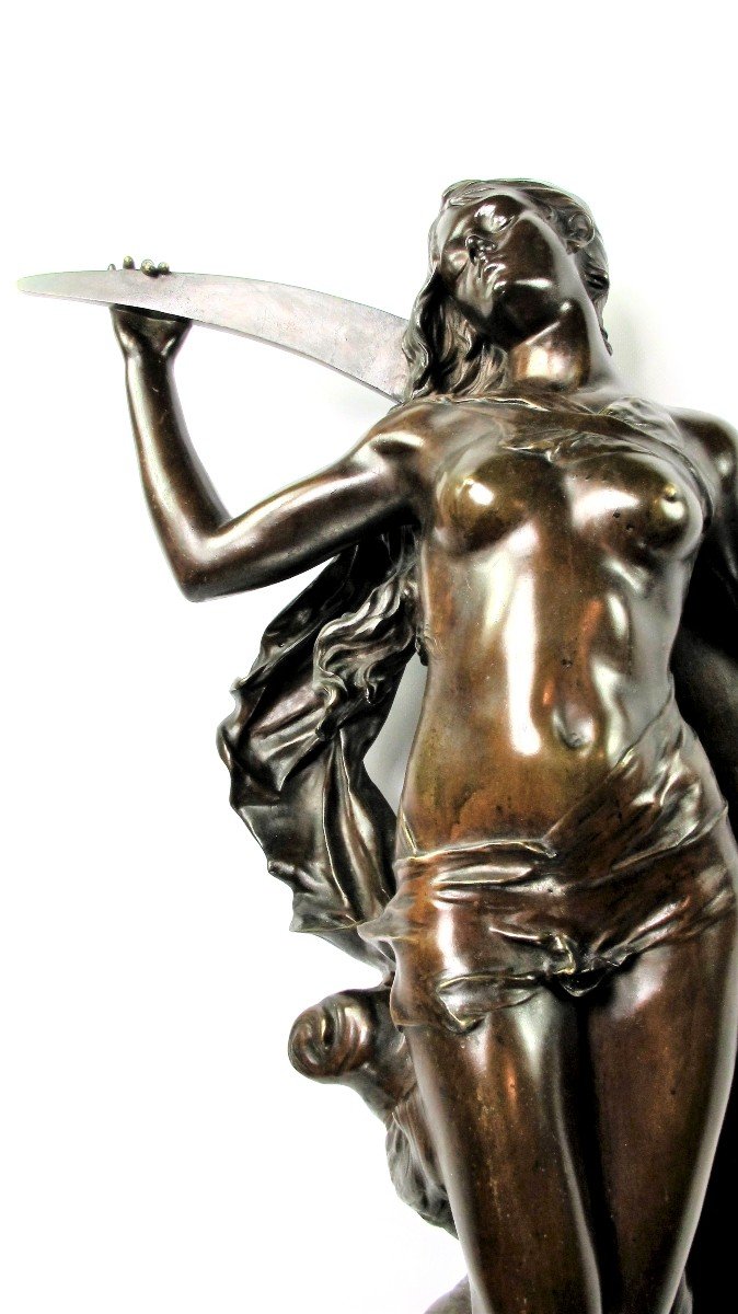 Edouard Drouot (1859-1945) "the Night",  Large Bronze Symbolist Print-photo-4