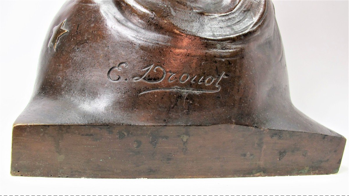 Edouard Drouot (1859-1945) "the Night",  Large Bronze Symbolist Print-photo-8