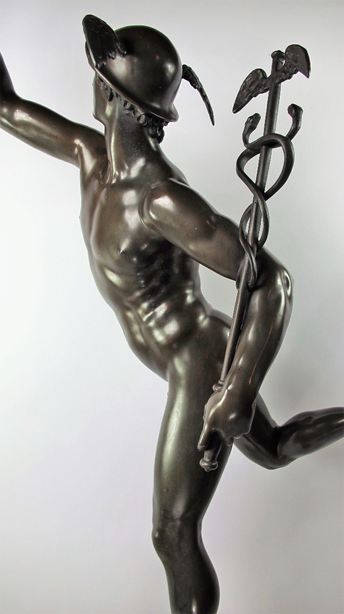 Huge Bronze Sculpture Representing Mercury, F.barbedienne Foundry (1810-1892)-photo-2
