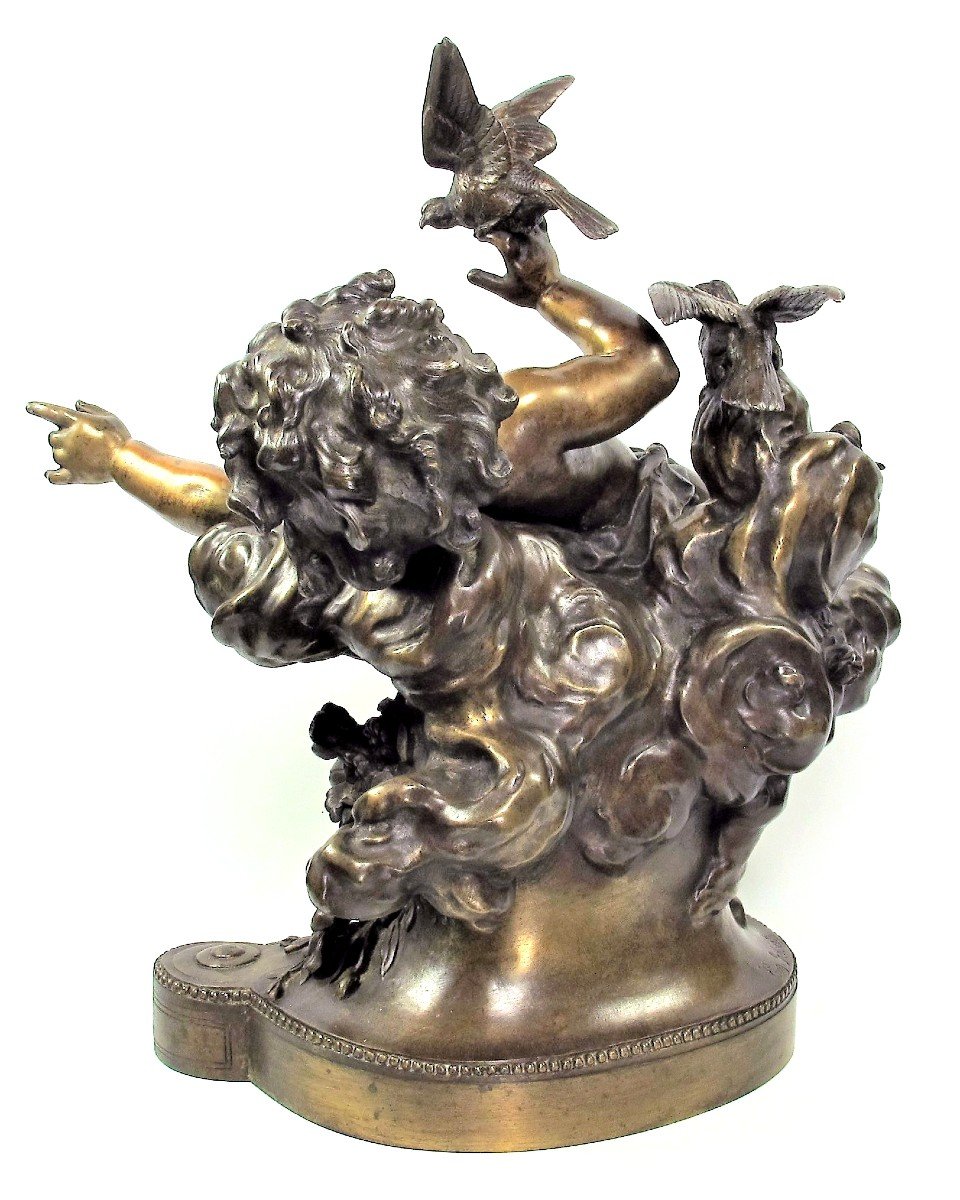Bronze Sculpture By Eugene Robert (1831-1912), Entitled "le Réveil Du Printemps" (the Spring Aw-photo-3