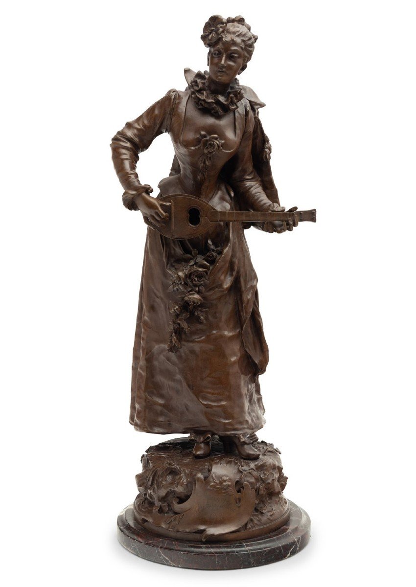 Sculpture En Bronze D’etienne Adrien Gaudez (1845 – 1902), « Pastorale Watteau »