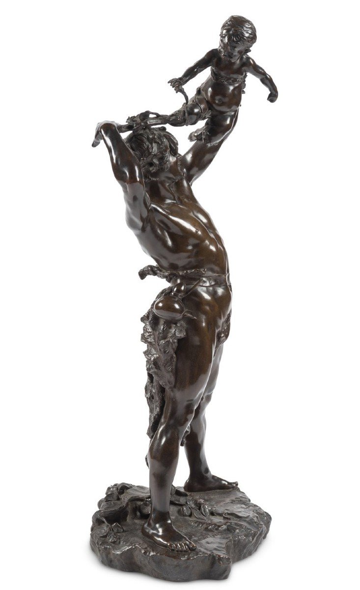 Bronze Sculpture, “shepherd And Sylvain” By Léopold Steiner (1853-1899)-photo-3
