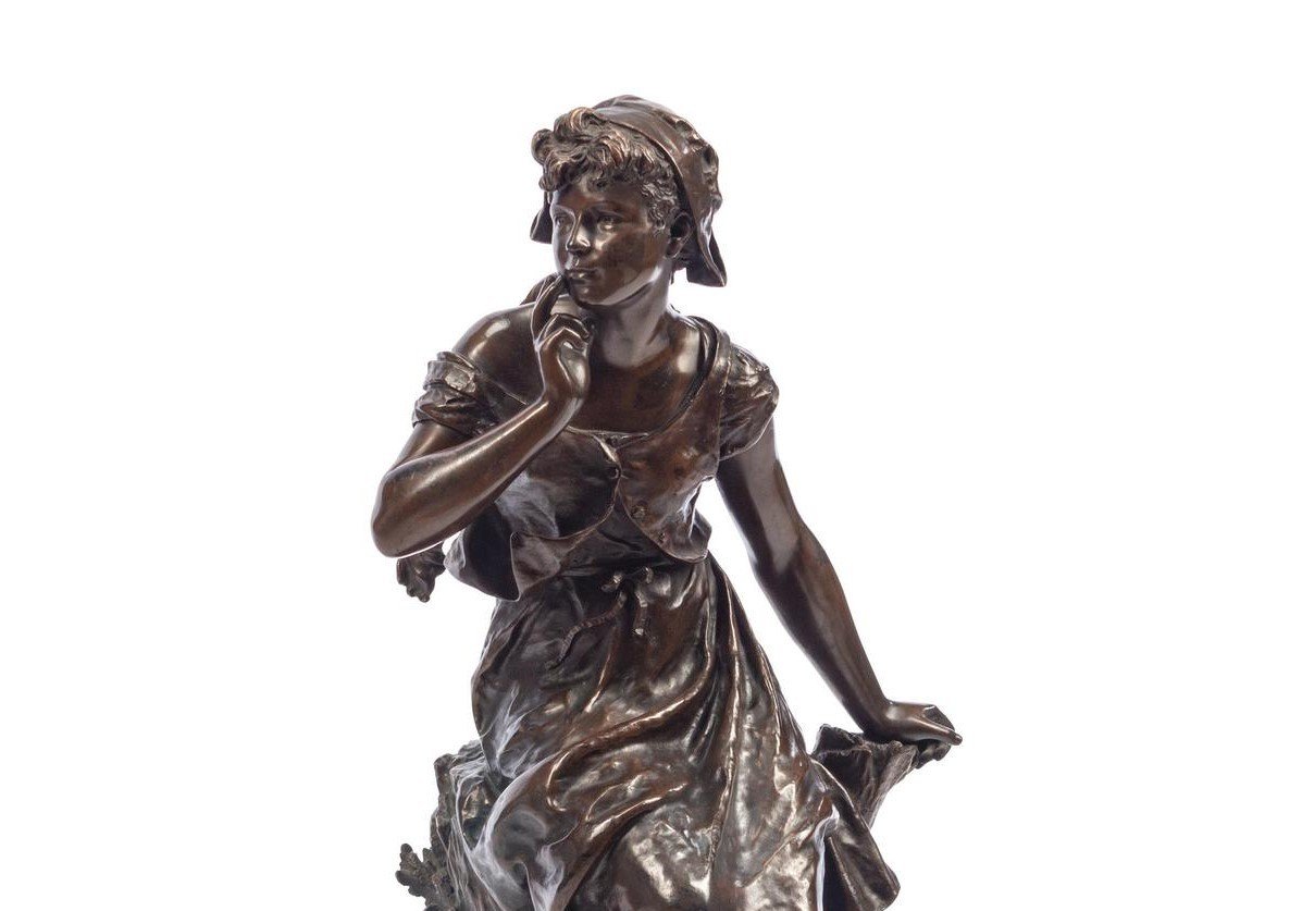 Important Bronze “song Of The Lark” By Hippolyte Moreau (1832-1927)-photo-2