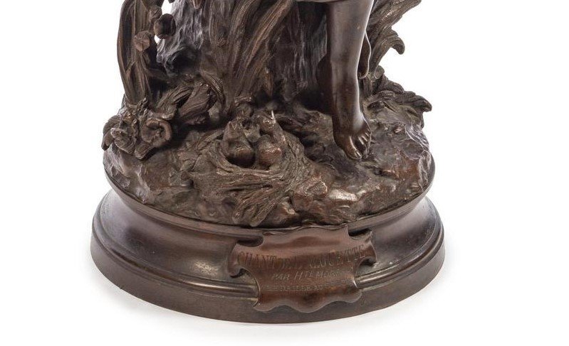 Important Bronze “song Of The Lark” By Hippolyte Moreau (1832-1927)-photo-4