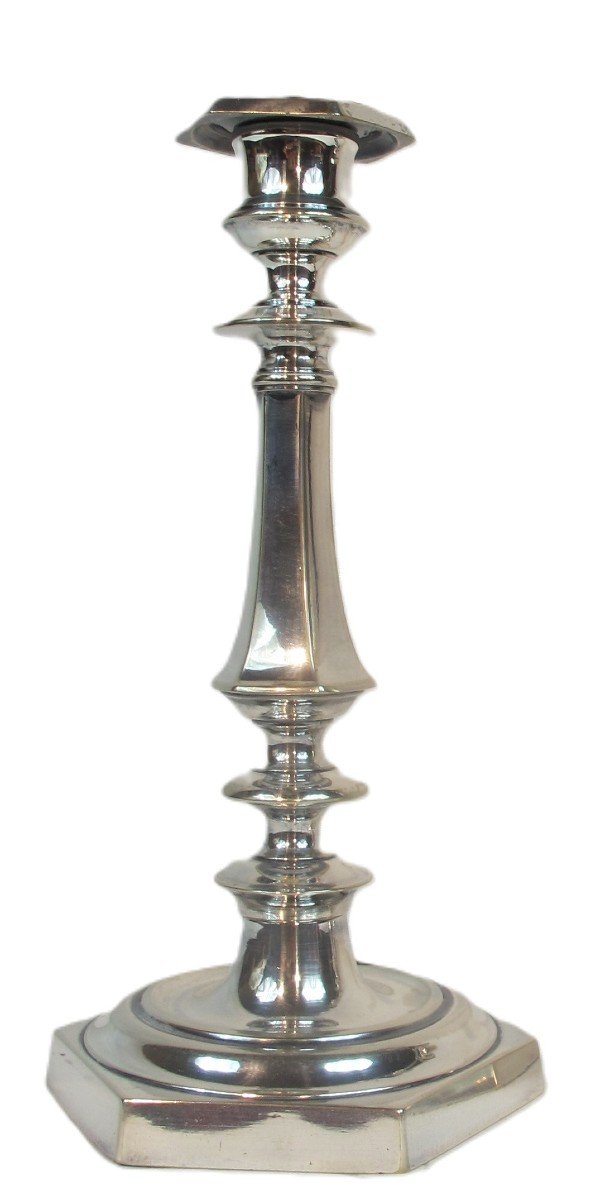 Pair Of Louis XIV Style Silver Bronze Candlesticks-photo-1