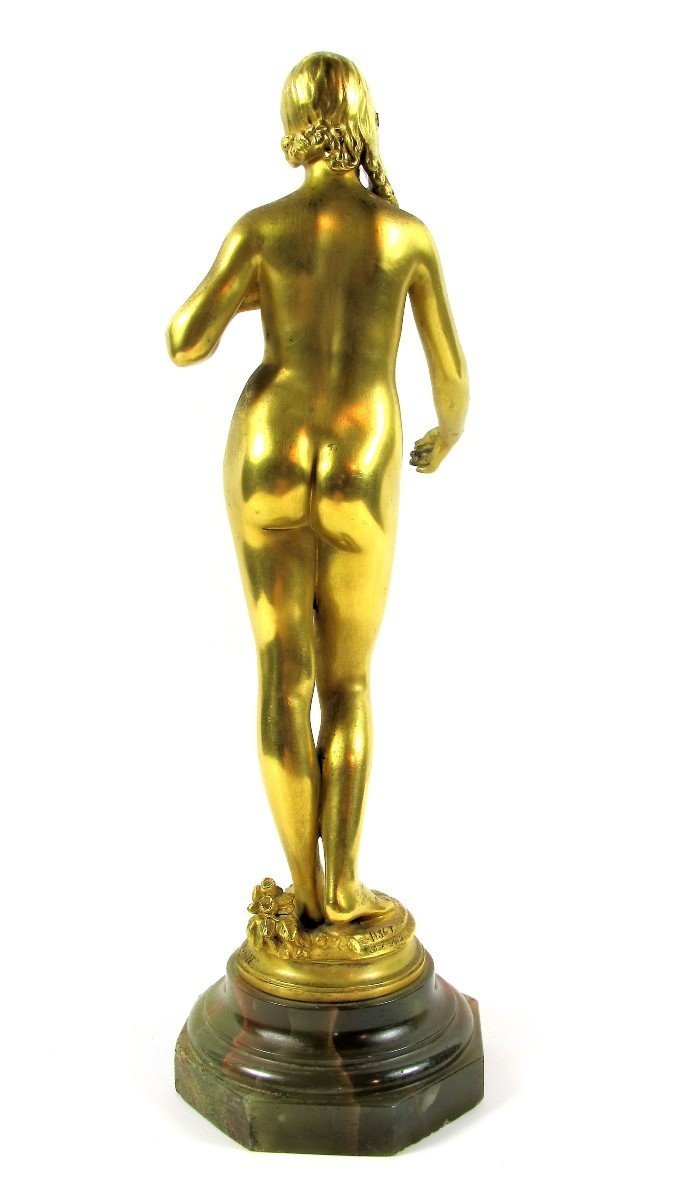 Antonin Carlès (1851-1919) “youth” Sculpture In Gilt Bronze-photo-1